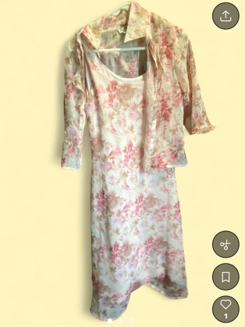 Floral Pink and Cream Midi Dress with Matching Jacket